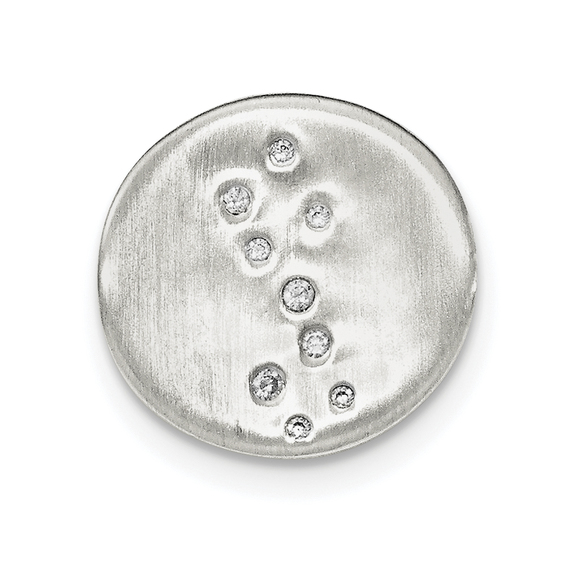 Sterling Silver Satin CZ Disc Slide Pendant - Picture 1 of 2